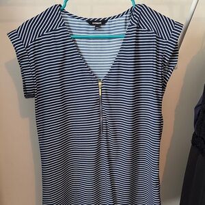 Express Navy and White Striped Blouse